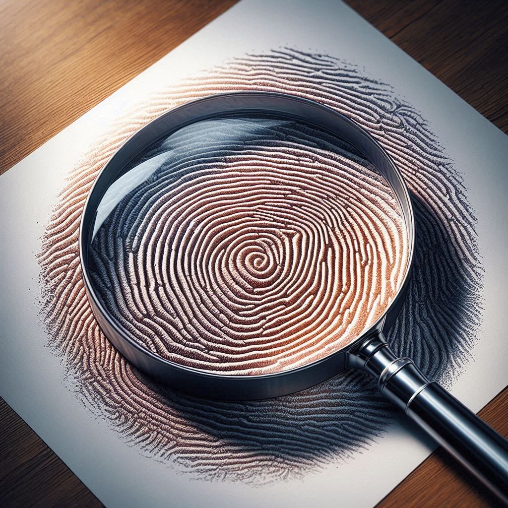 fingerprint and a magnifying glass
